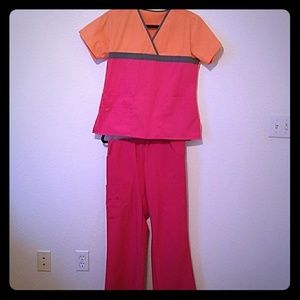 Pink and orange scrub outfit